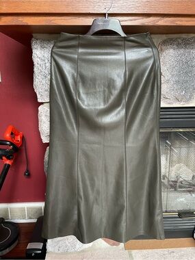 Nanushka Olive Faux Leather Midi Skirt